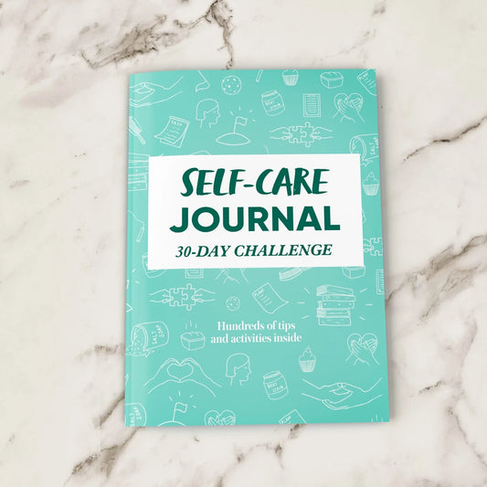30-Day Self-Care Journal Challenge book with daily prompts, mood and sleep trackers, and self-discovery exercises for improved wellness.