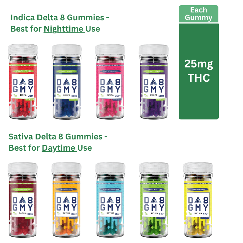 Delta 8 THC Gummies (25mg) Indica & Sativa | My Pain Center