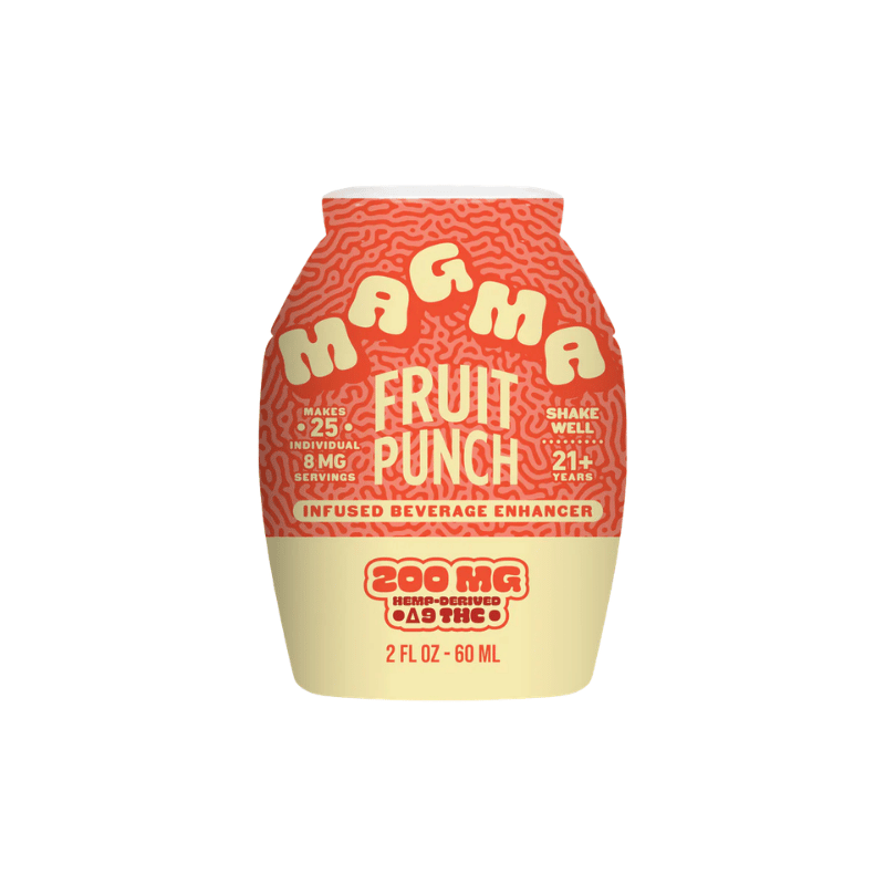 A single bottle of Magma Fruit Punch THC infused beverage enhancer