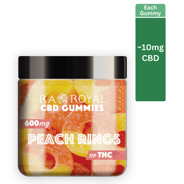 RA Royal CBD Peach Ring Gummies (~25mg/gummy)