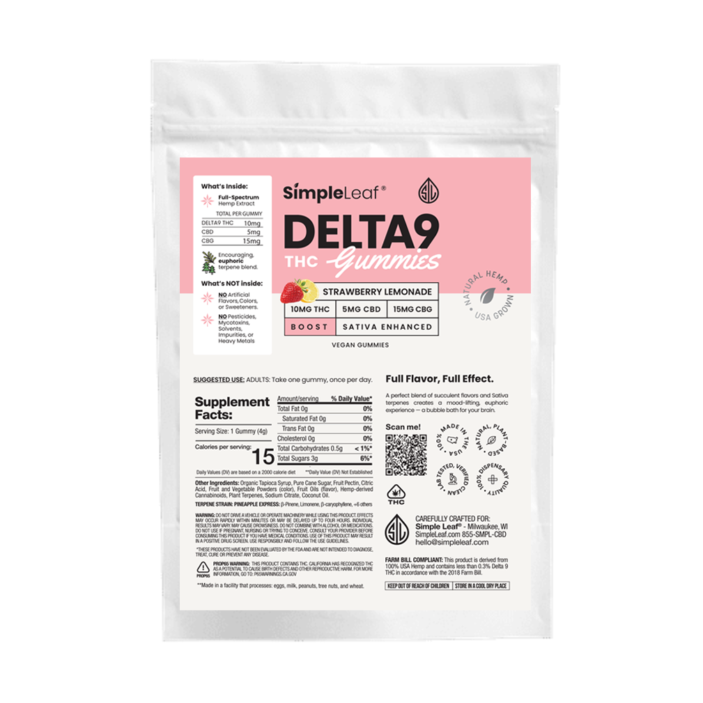 Delta-9 THC gummies strawberry lemonade packaging